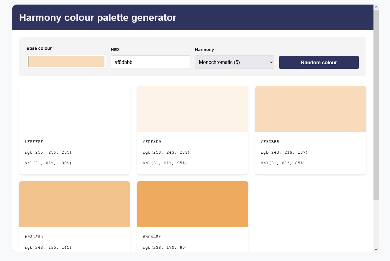 Preview of Colour palette generator