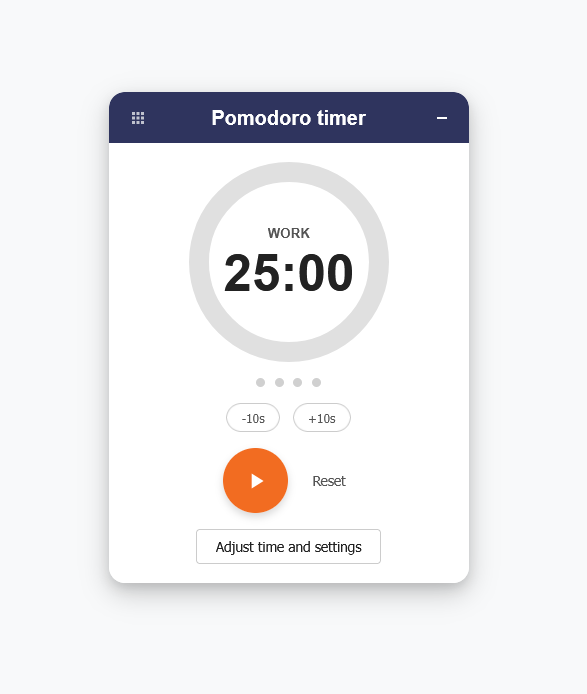 Preview of Pomodoro timer